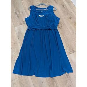 NY Collection Cobalt Blue Fit & Flare A-Line Dress 1X Plus Wedding Office Church